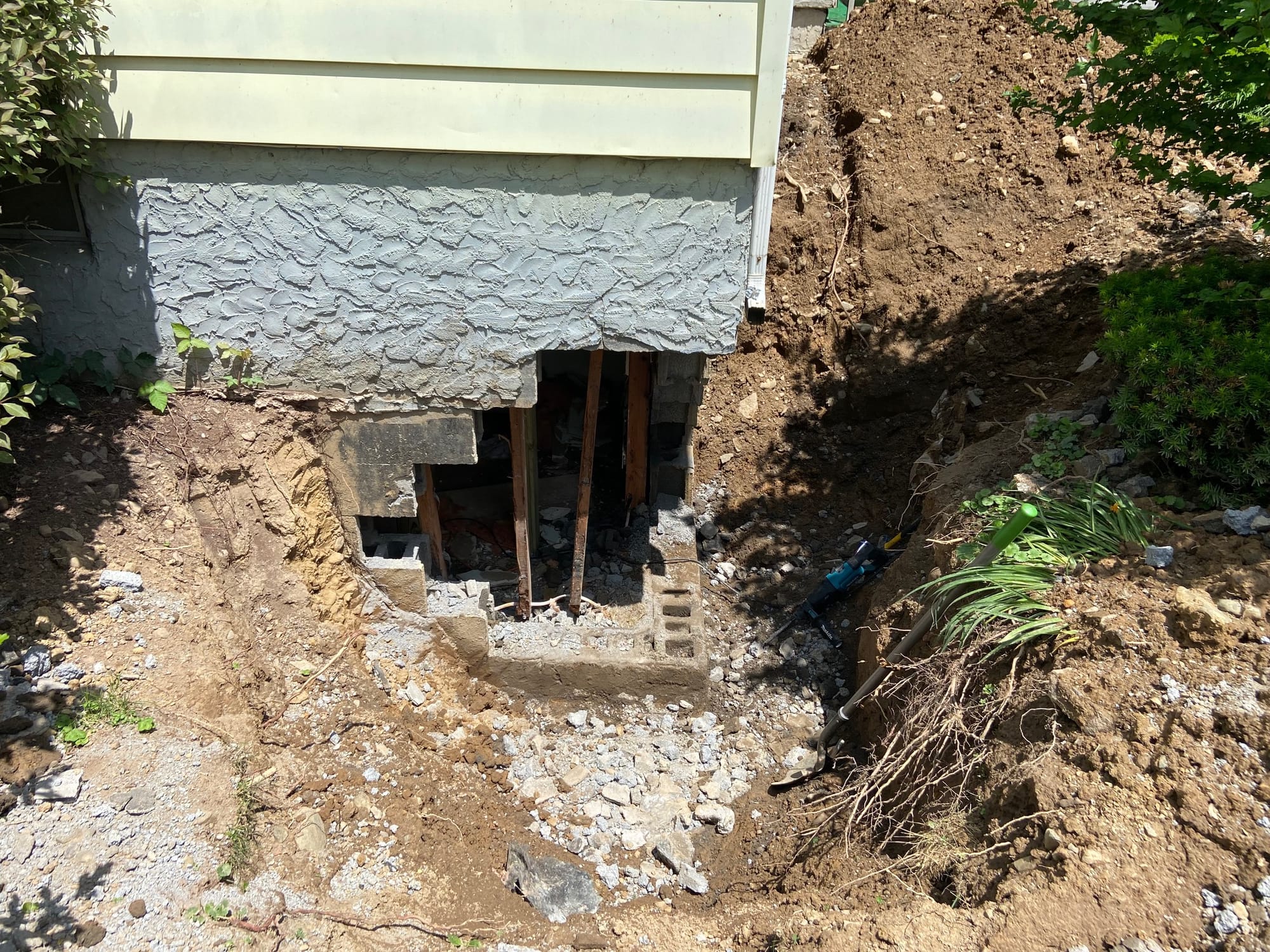 Repair of existing foundation.