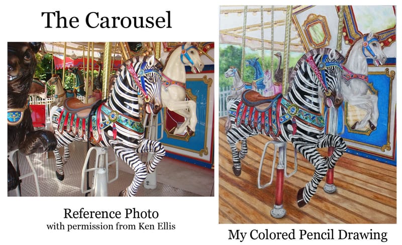 The Carousel - A Colored Pencil Drawing