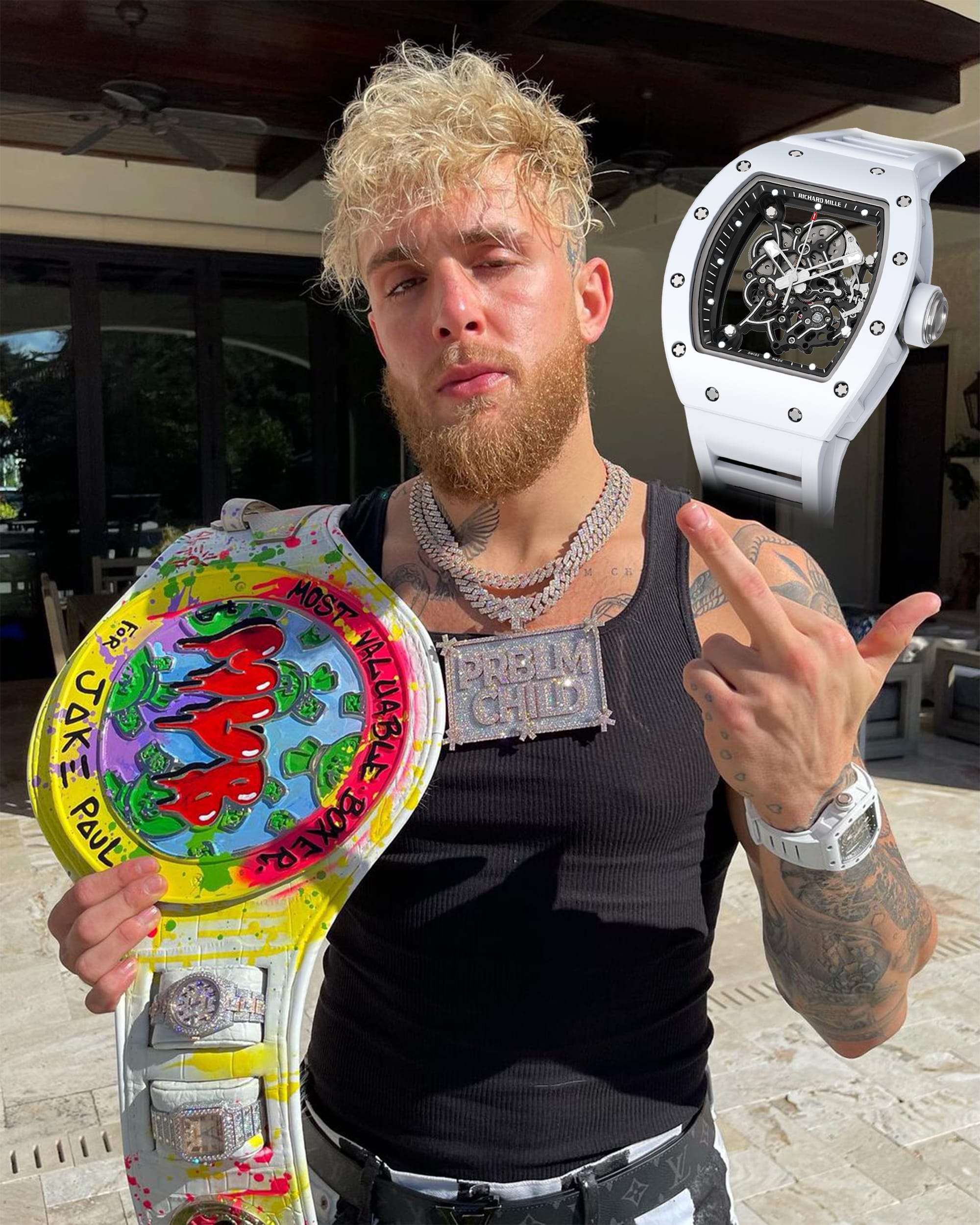 知名 YOUTUBER JAKE PAUL 被指配戴假 RICHARD MILLE RM055 手錶