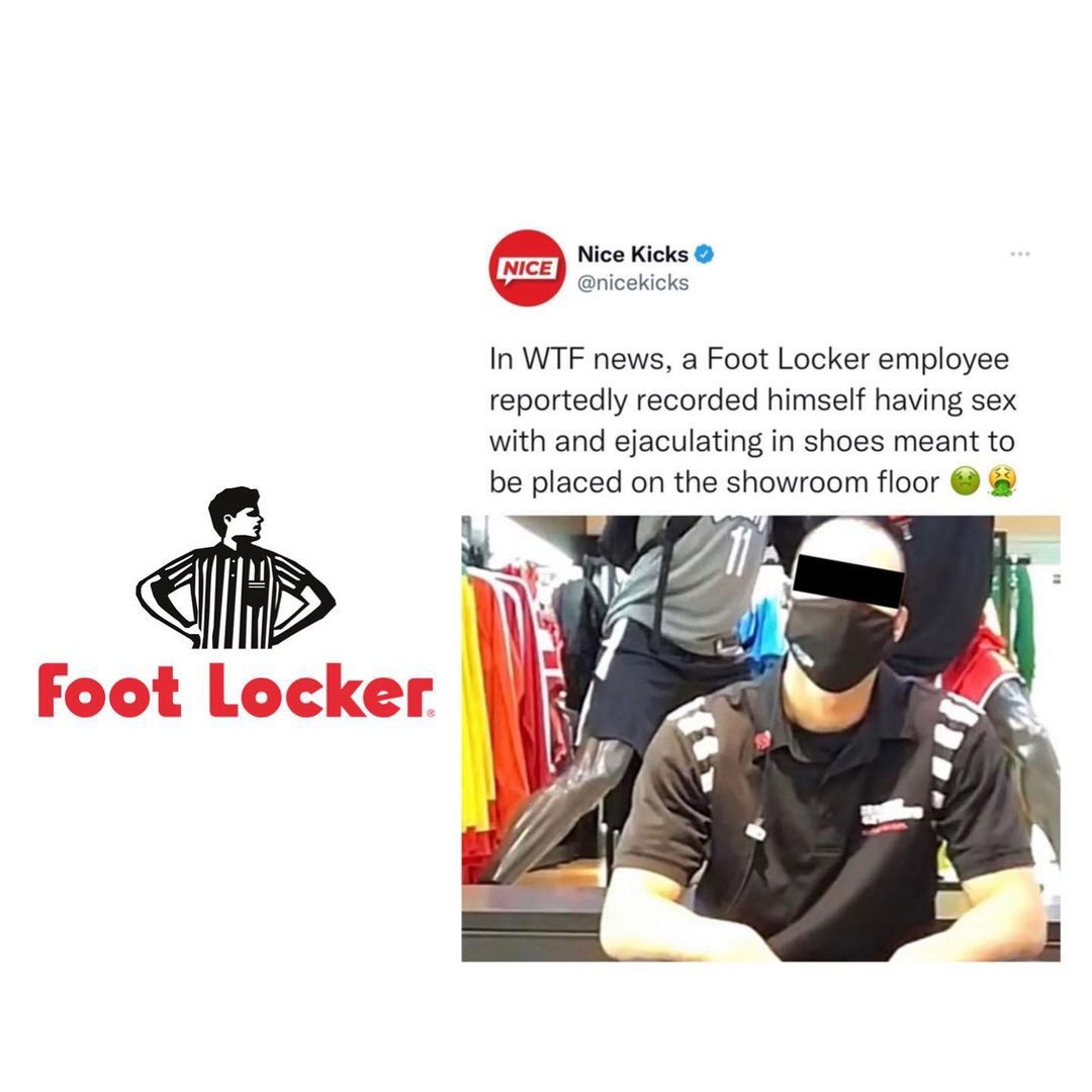 FOOTLOCKER 分店經理 DARION KYDD 於倉庫內射精到球鞋後給顧客試穿