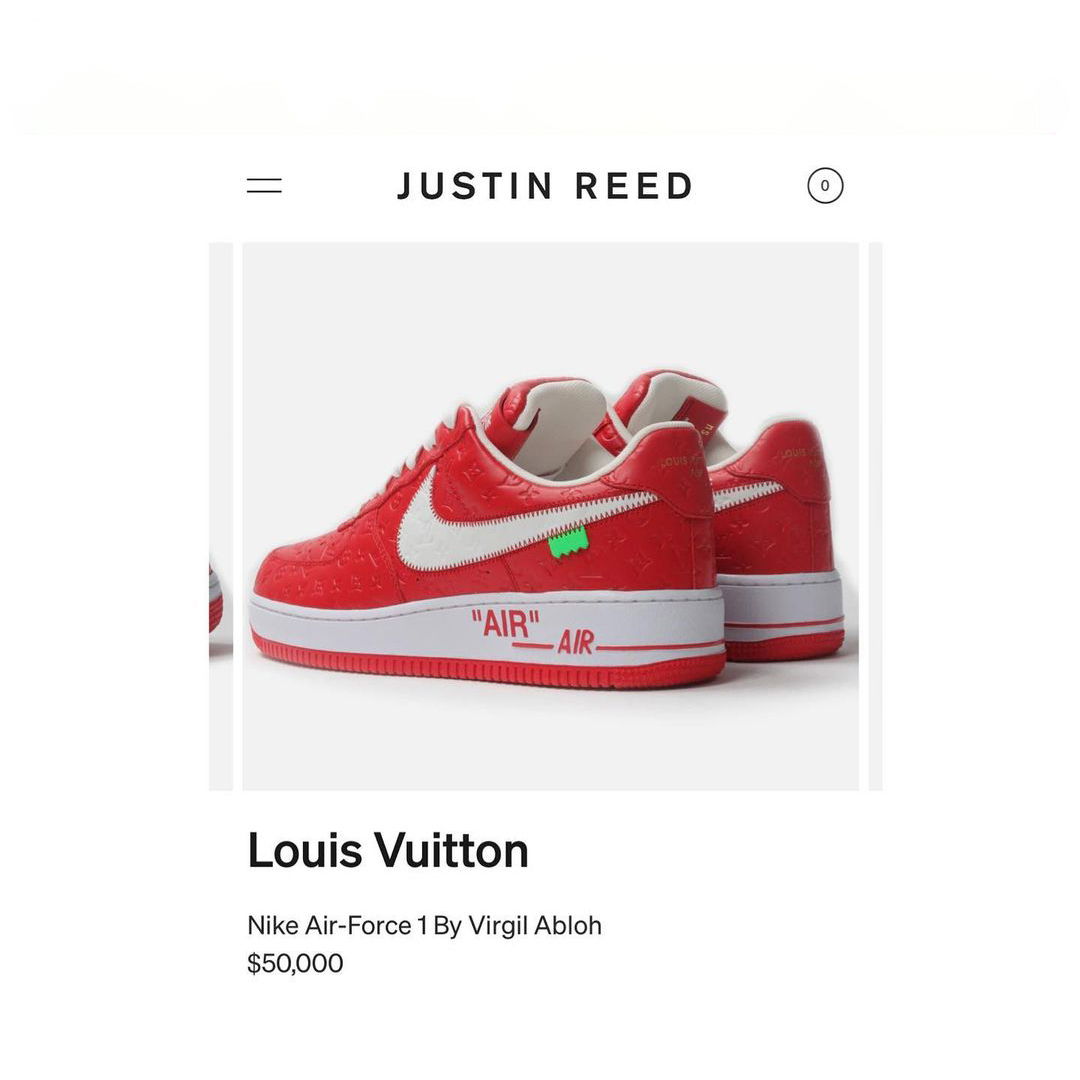 LV x NIKE AIR FORCE 1 "BY VIRGIL ABLOH" 親友限定版本 "RED" 於 JUSTIN REED 以約 39 萬港幣賣出