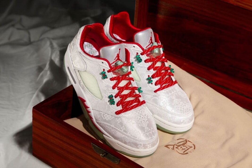 CLOT 與 JORDAN BRAND 最後聯名 CLOT x AIR JORDAN 5 LOW "JADE" 白絲綢實物圖