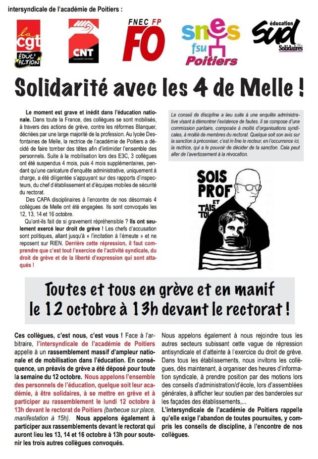 Manifestation 12 octobre à 13h00