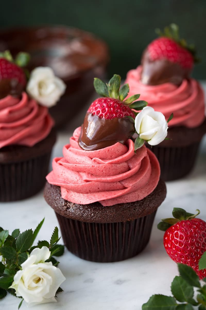 Red Velvet Strawberry Cupcake
