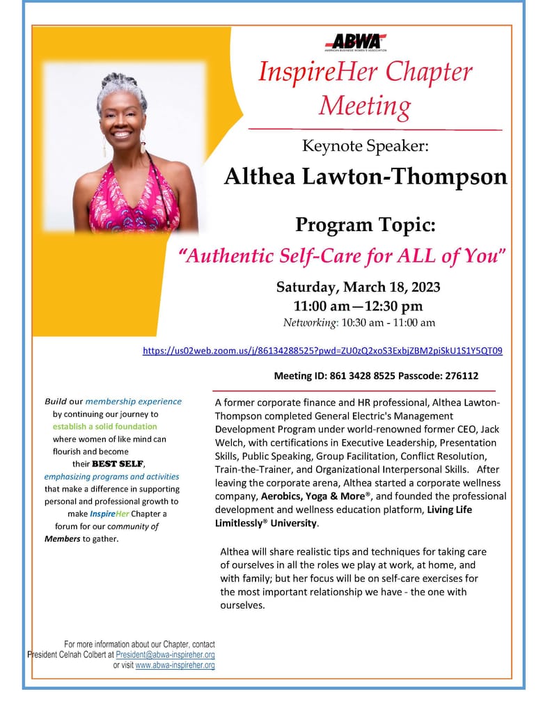 March Meeting -Self care for ALL of you!
