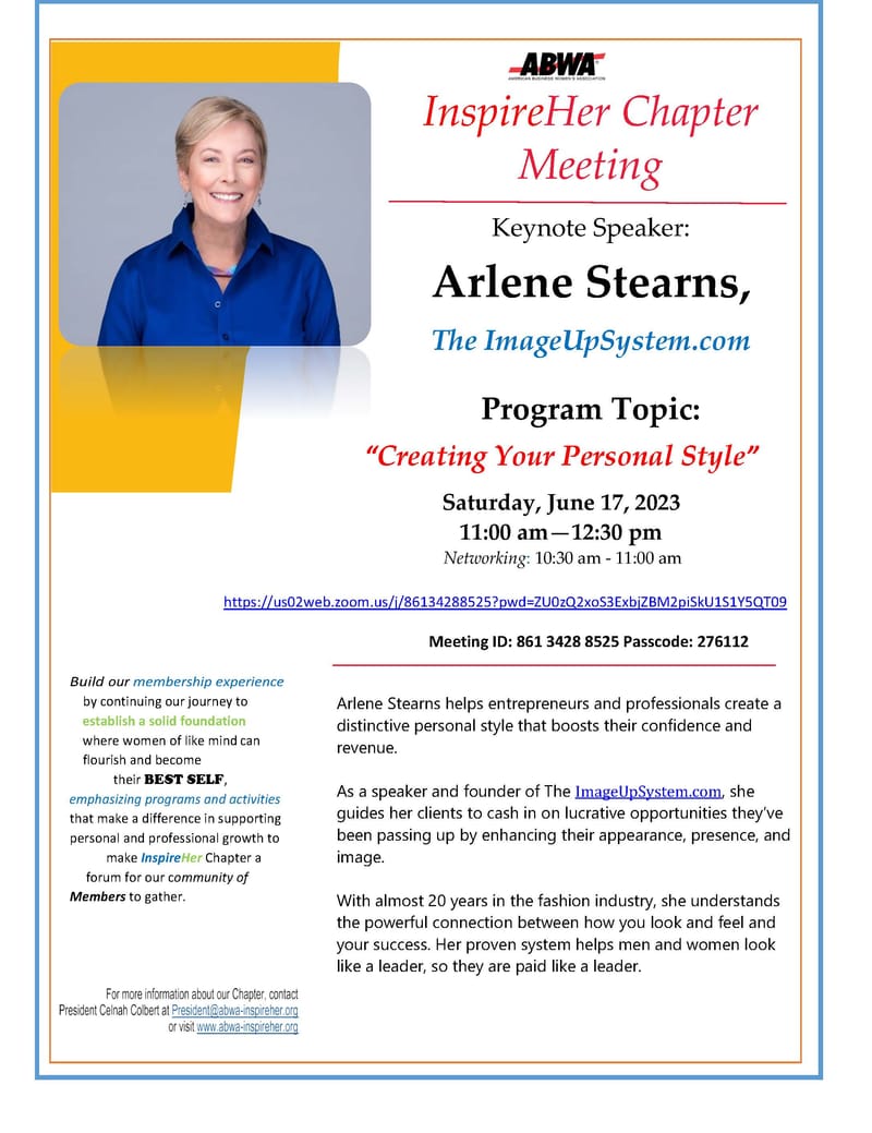 June Chapter Meeting-Creating your Personal Style