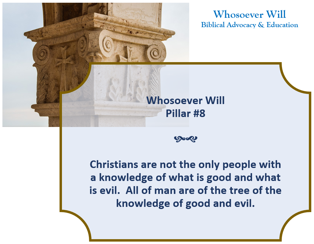 WsW Pillar #8 - Christians are not the only people with a knowledge of what is good and what is evil.  All of man are of the tree of the knowledge of good and evil.