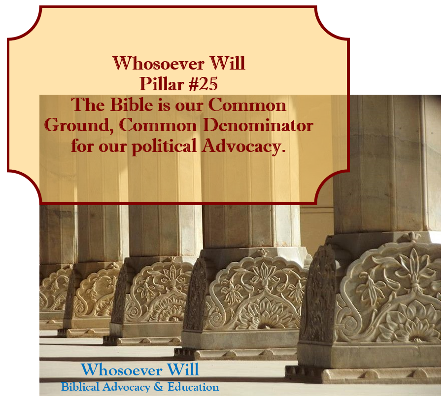 WsW Pillar #25 - The Bible is our Common Ground, Common Denominator for our political advocacy