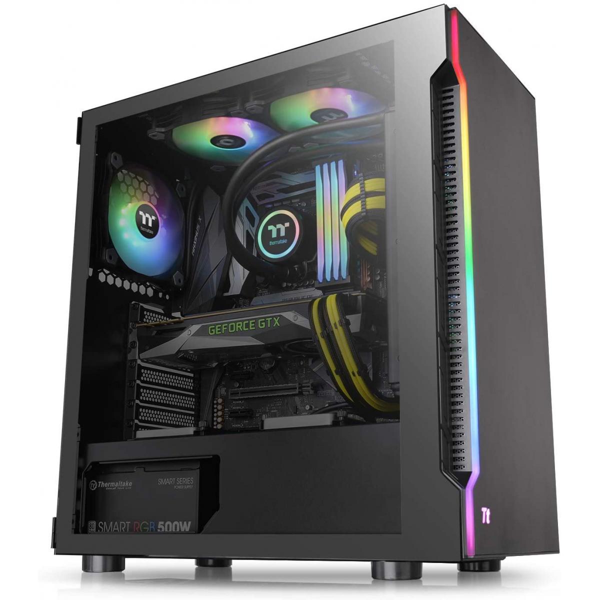 Thermaltake H200 BLACK Tempered Glass RGB Lighting Bar Case Thermaltake H200 BLACK Tempered Glass RGB Lighting Bar Case