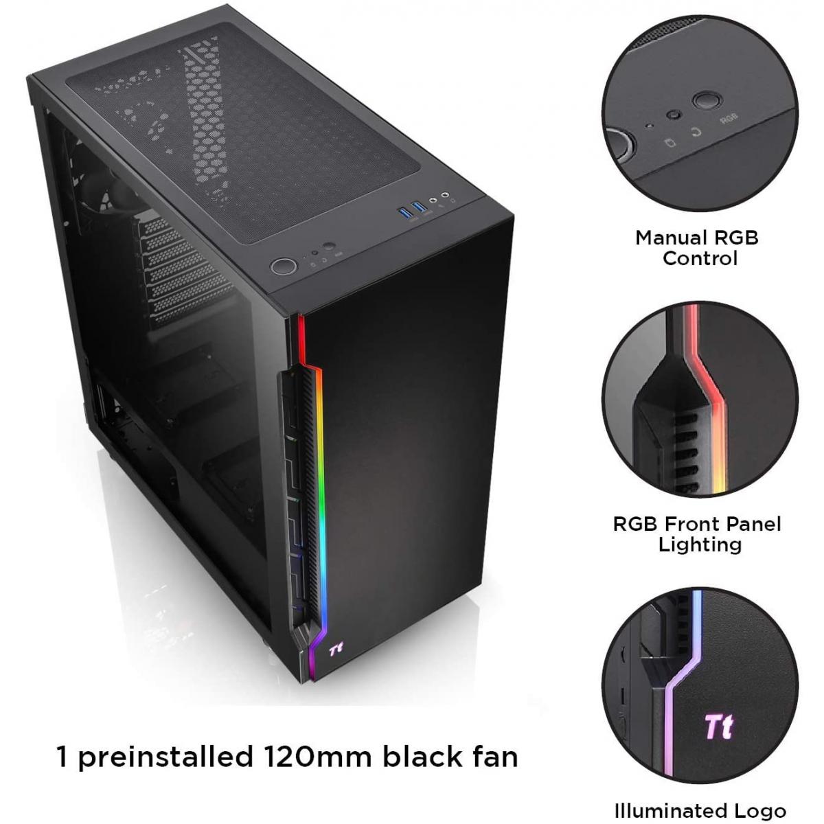 Thermaltake H200 BLACK Tempered Glass RGB Lighting Bar Case Thermaltake H200 BLACK Tempered Glass RGB Lighting Bar Case