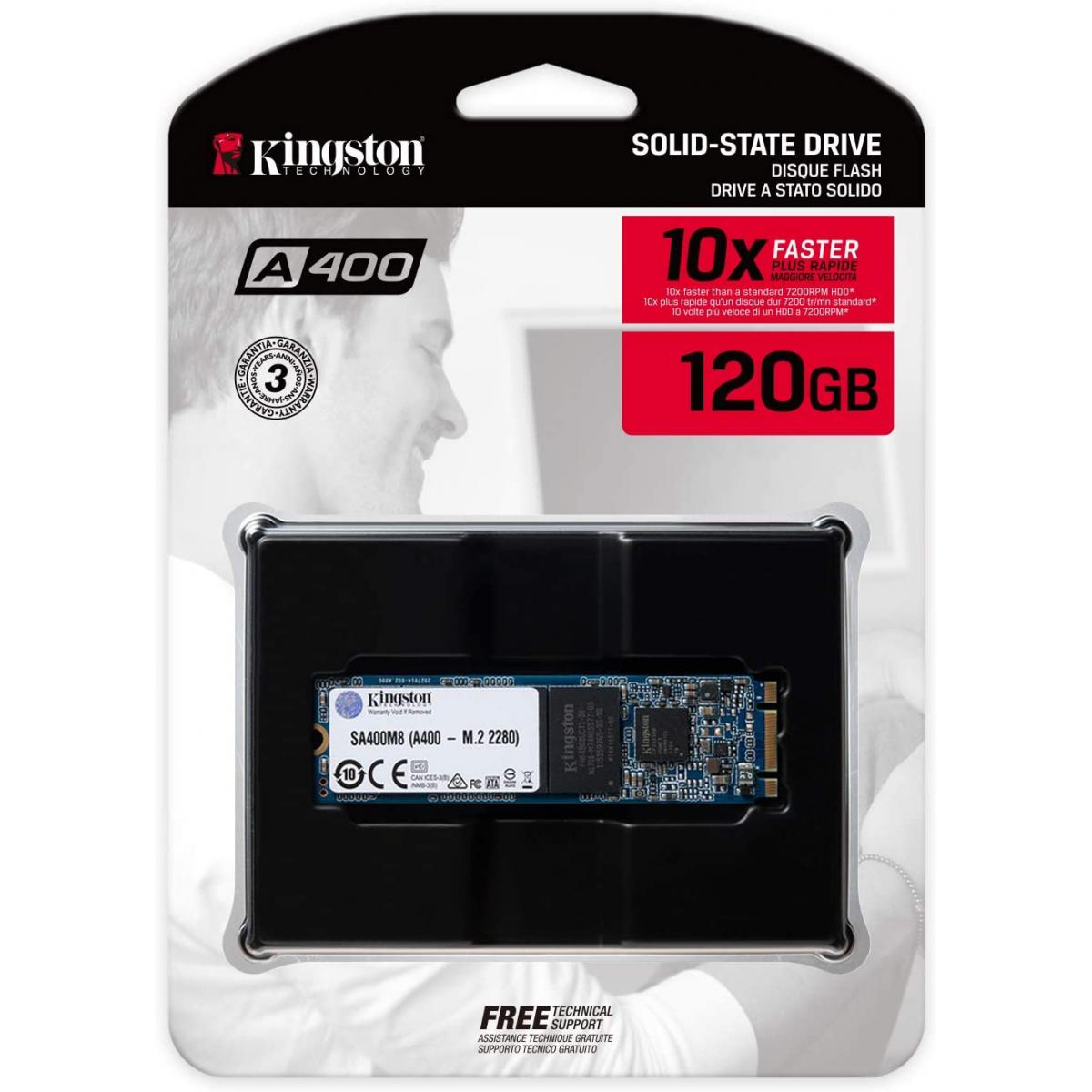 Kingston A400 120GB SATA M.2 2280 Internal SSDIncredible speeds plus rock-solid reliabilityMultiple capacities10x faster than a hard drive