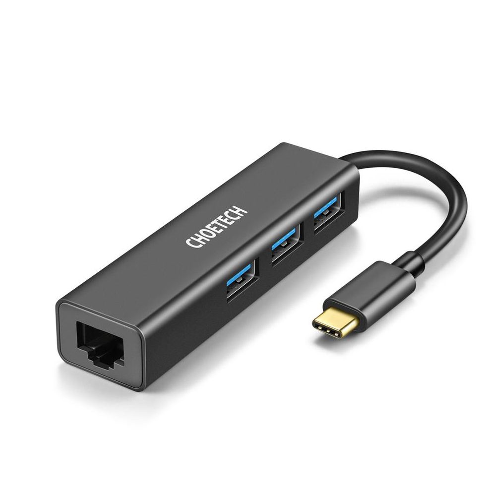 Choetech Hub-U02 USB C To Ethernet Hub, LAN Network Type C To Gigabit Ethernet Adapter