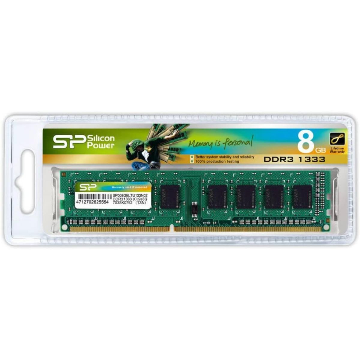 Silicon Power 8GB DDR3 UDIMM-1333 MHz For Desktop