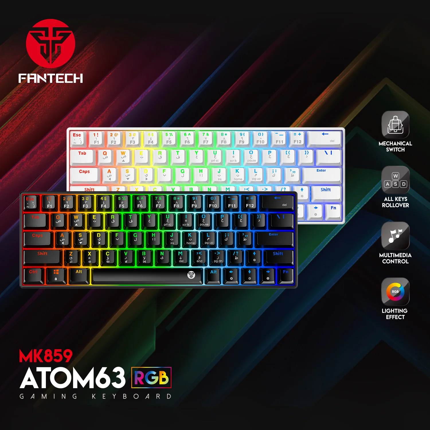 Fantech Atom63 MK859 RGB MECHANICAL KEYBOARD Arabic/English