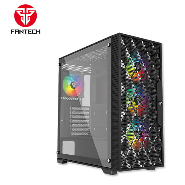 FANTECH RHOMBUS XL CG84 MID TOWER CASE ARGB FANS – BLACK