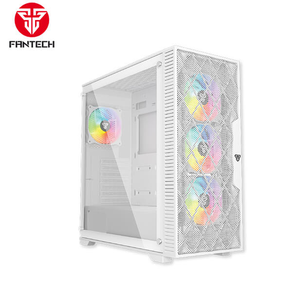 FANTECH RHOMBUS XL CG84 MID TOWER CASE ARGB FANS – WHITE