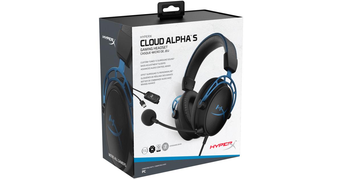 HP HyperX Cloud Alpha S 7.1 Surround Adjustable Bass Dual Chamber Noise Cancelling Mic - BlueHyperX 7.1. surround soundPersonalize your soundHyperX Dual Chamber DriversGame and chat audio balanceSignature HyperX comfortDurable aluminum frameAdvanced audio