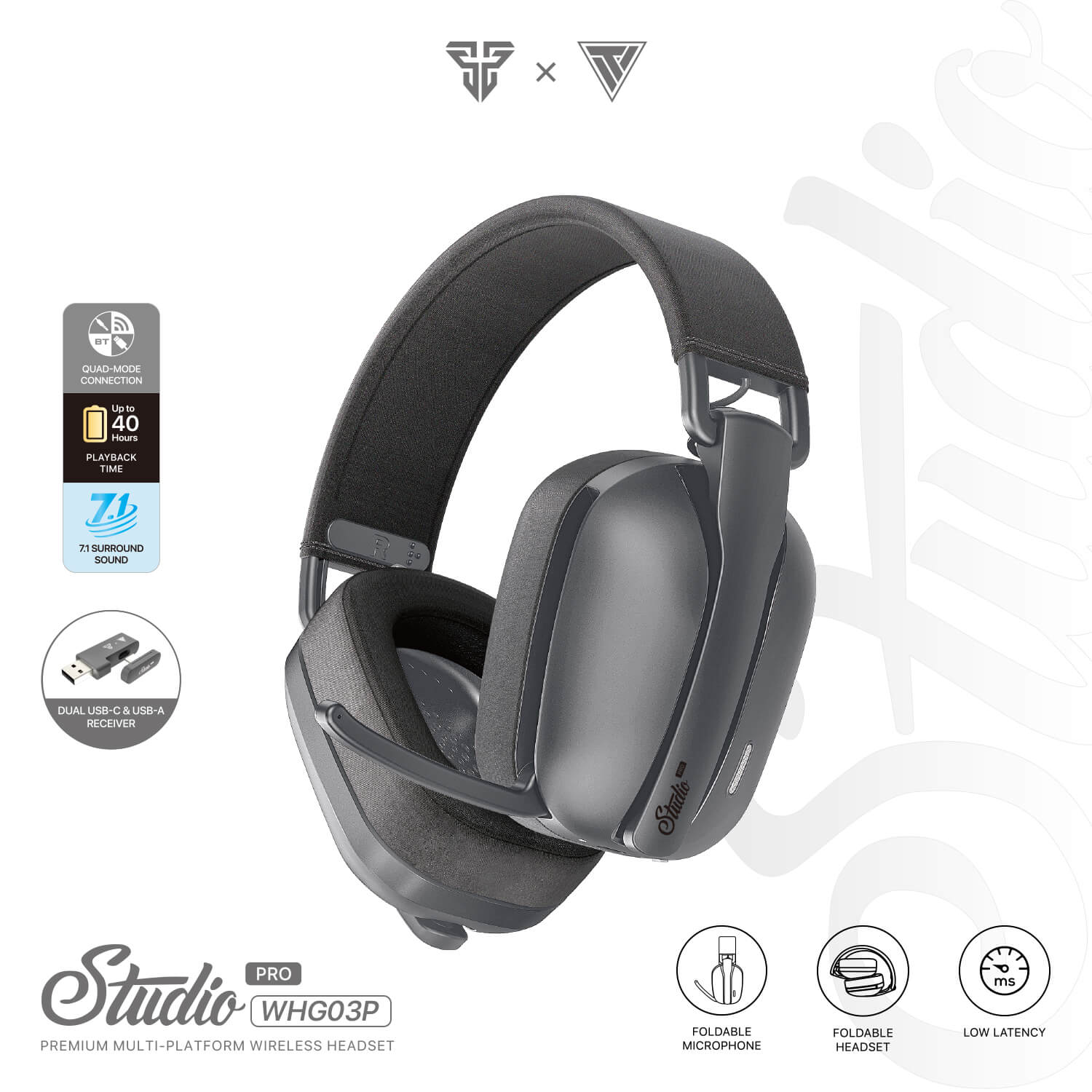 FANTECH STUDIO PRO WHG03 7.1 SURROUND SOUND BLUETOOTH & WIRELESS GAMING HEADSET