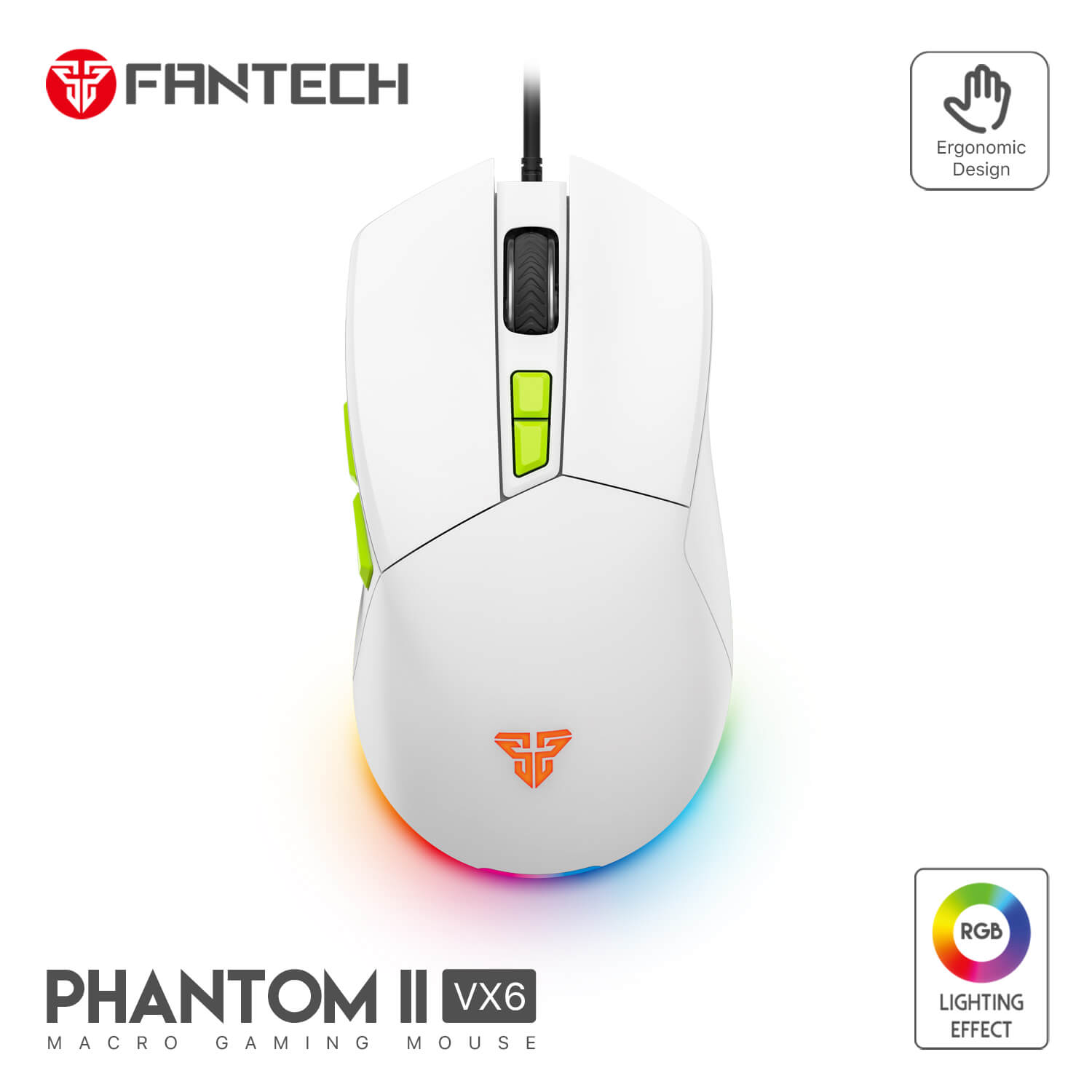 FANTECH PHANTOM II VX6 GAMING MOUSE - WHITE