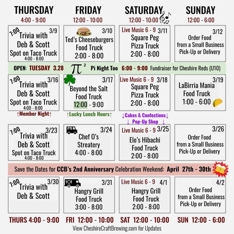 Printable Food Truck Calendar