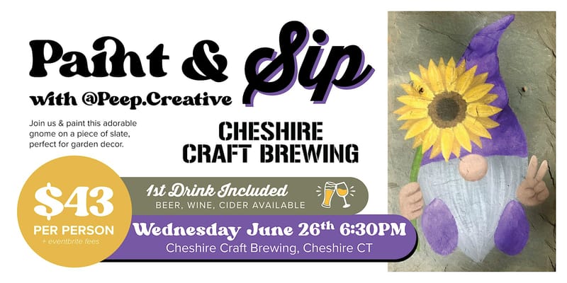 Paint & Sip, Sunflower Gnome Garden Slate