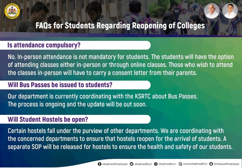 Karnataka: Covid-19 test must for staff, students; libraries, canteens won’t open