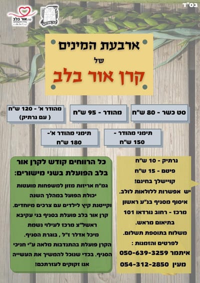 מכירת ארבעת המינים - כל הרווחים תרומה!