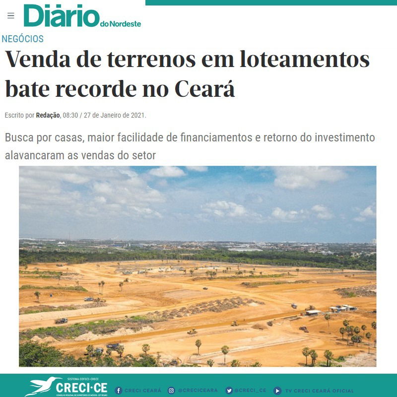 Venda de terrenos em loteamentos bate recorde no Ceará