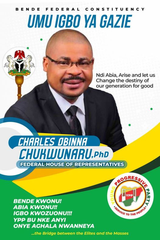 BENDE FEDERAL CONSTITUENCY : IGBO COMMUNITY IN USA ENDORSE YPP CANDIDATE, DR. CHARLES CHUKWUNARU.