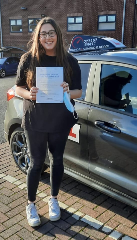Congratulations Jess on passing your driving test.