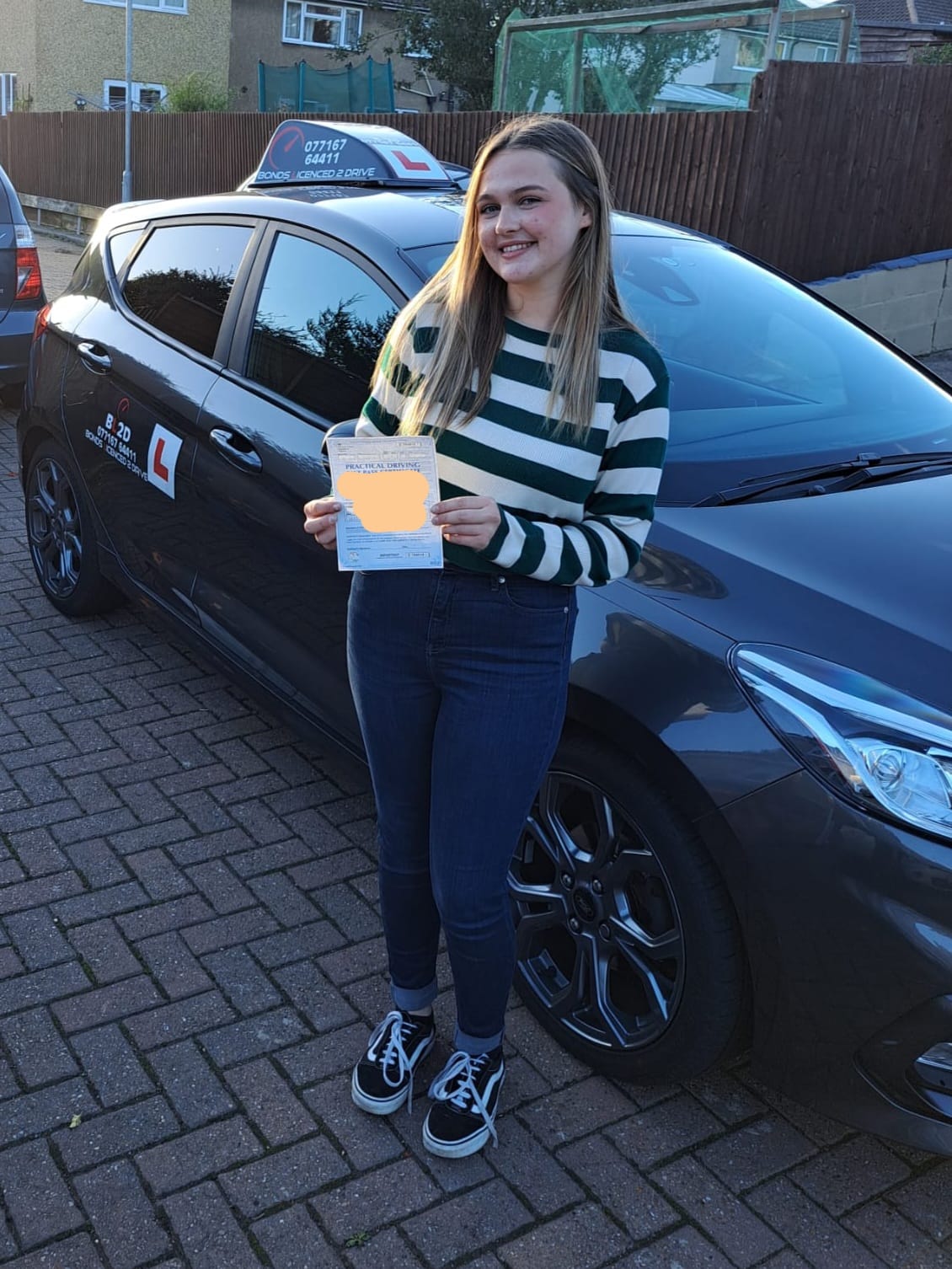 Congratulations to Jenna on passing her driving test