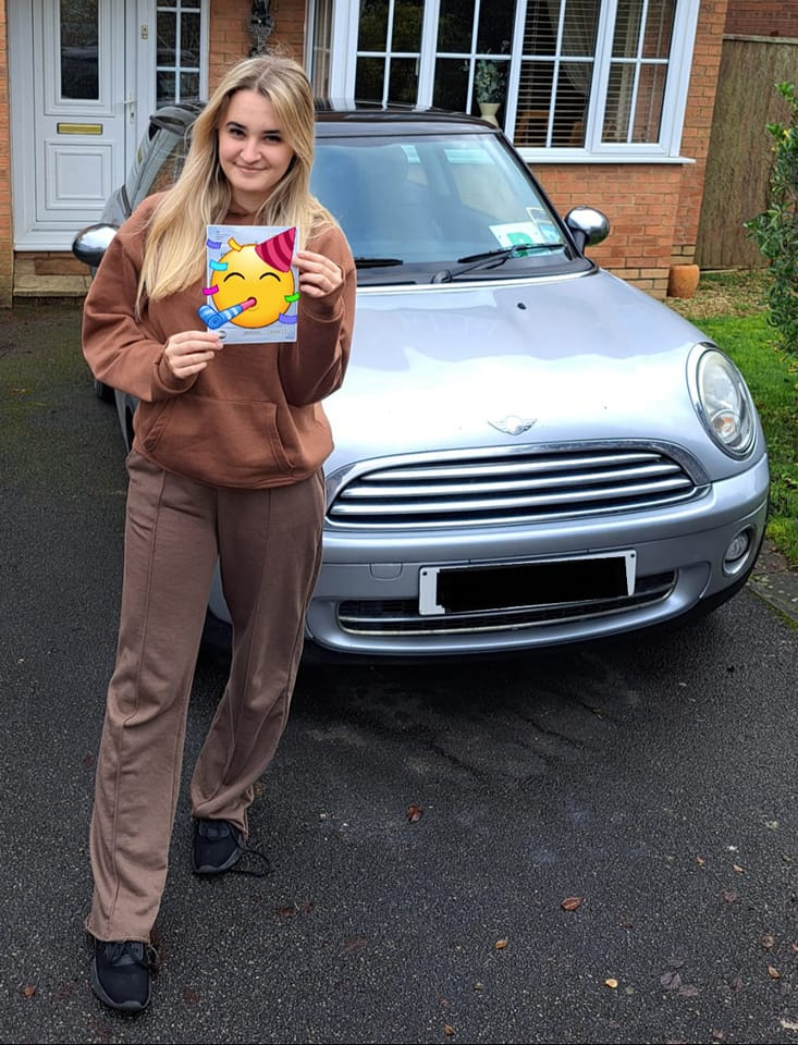 Well done to Libby, passed her test in her own car