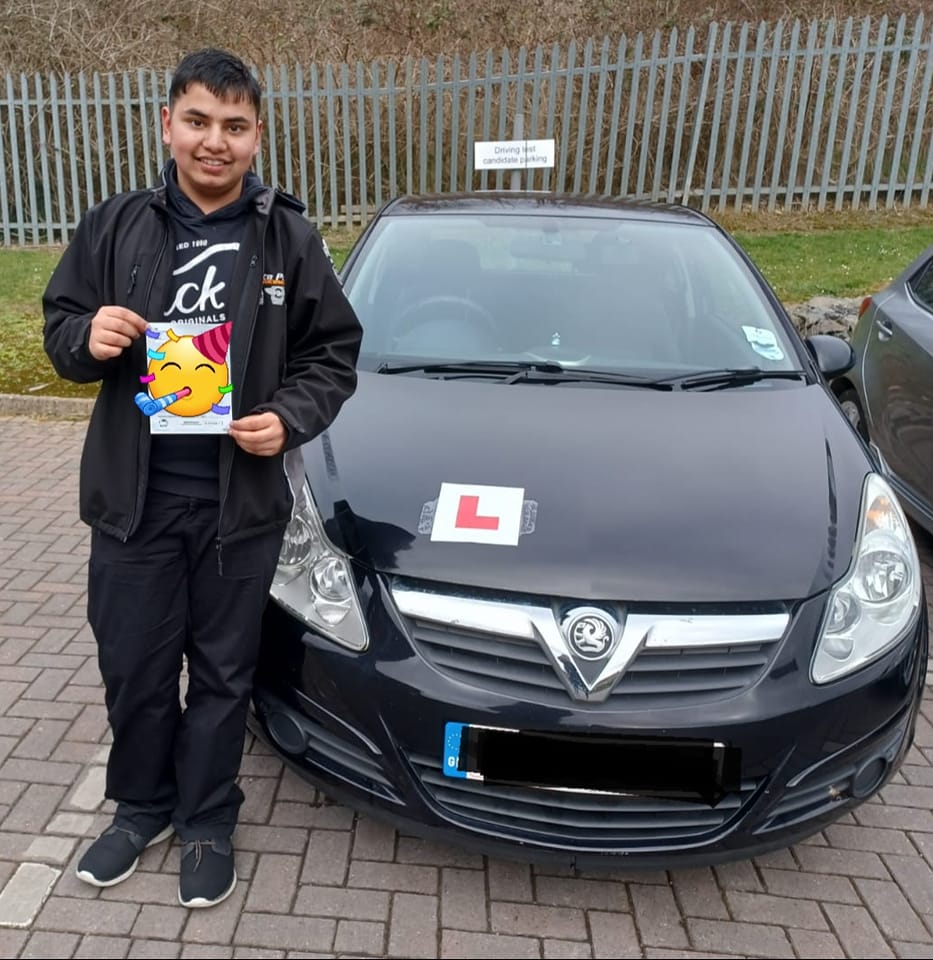 First time pass in his own car, congratulations Kieran