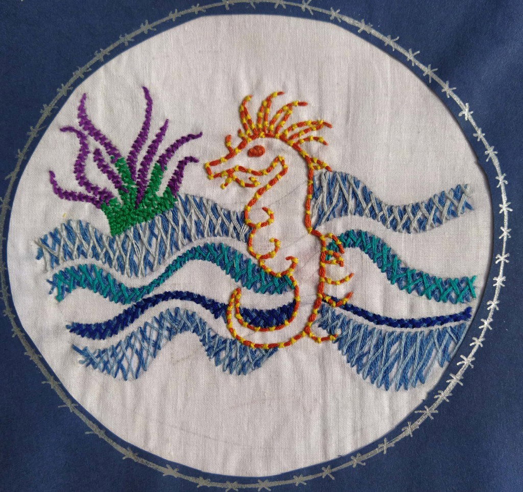 Herringbone and Thorn stitch