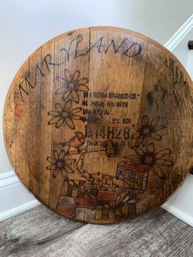 Maryland Heritage Hand wood burned Whiskey Barrel Head Lid