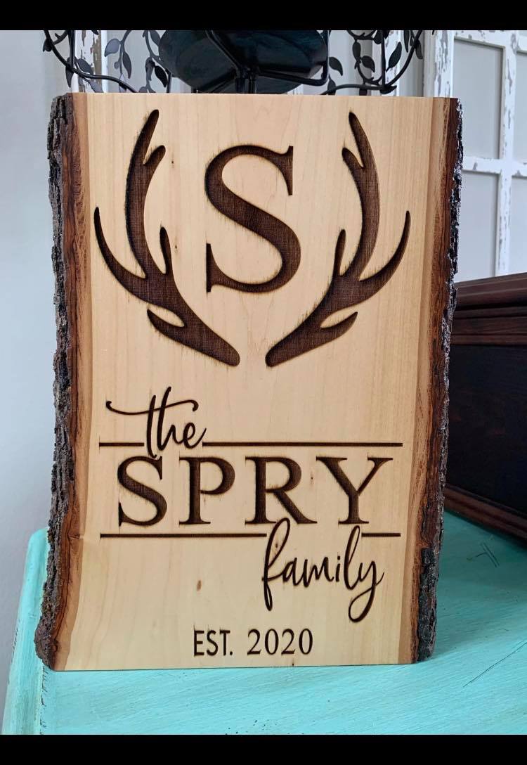 SAMPLE Engraved Split Deer Monogram plaque 13x9