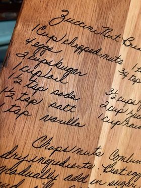 Oak Cutting boards w/ handwritten recipe