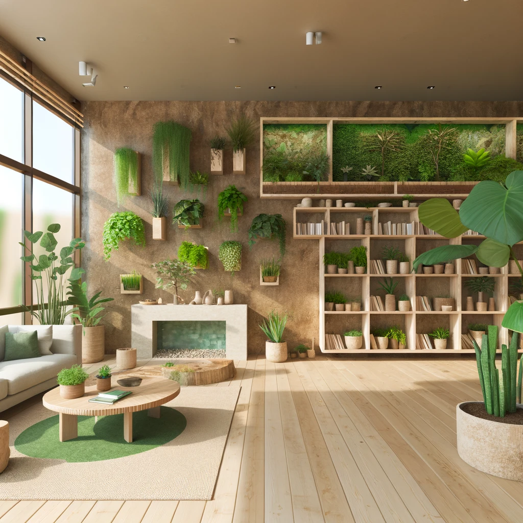 Un soggiorno dal design biofilo