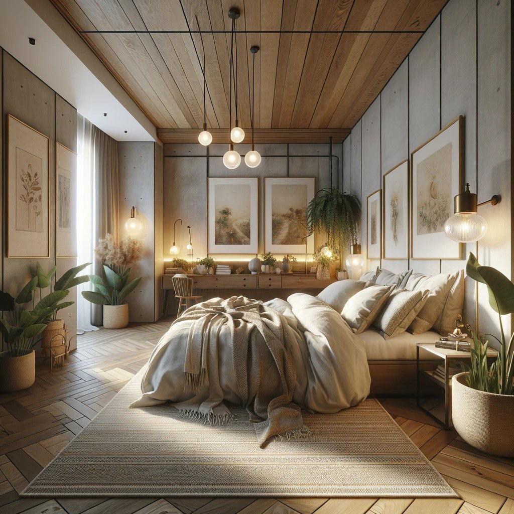 Camera da Letto Moderna e Bohemien con Elementi Naturali