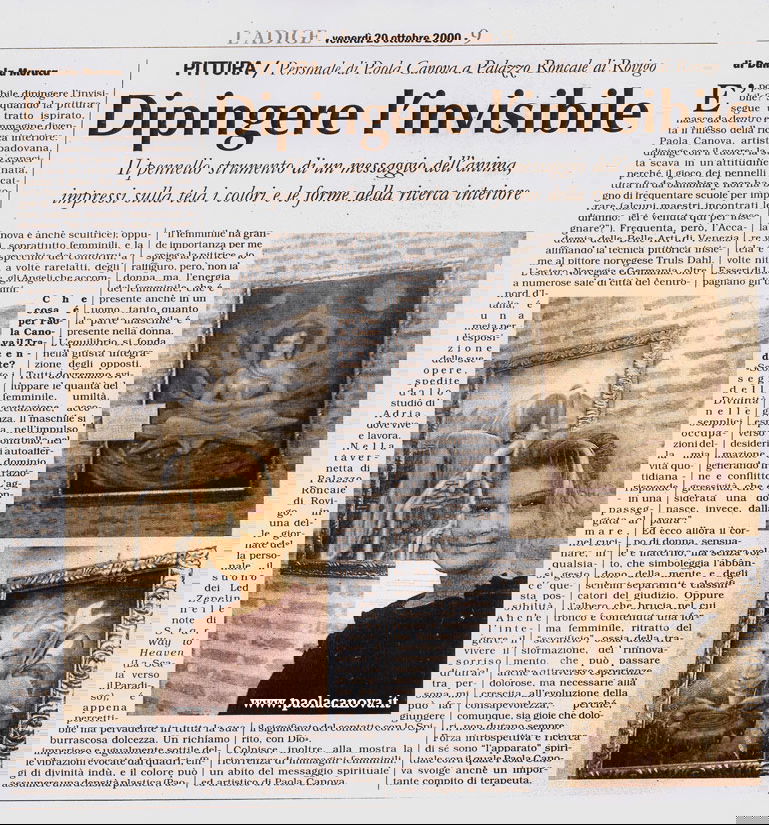 NOTIZIE DI PAOLA CANOVA ARTISTA TERAPEUTA