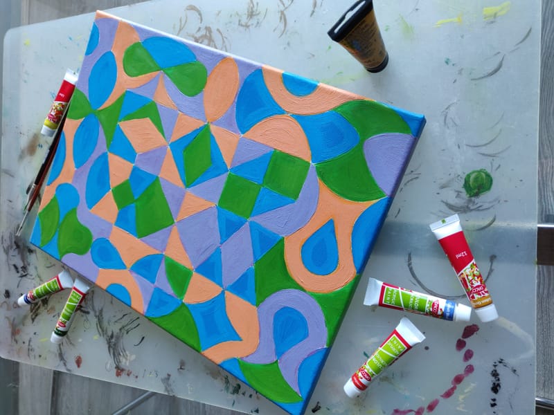 Tablouri Pattern realizate cu acrilic pe panza, dimensiuni diferite.