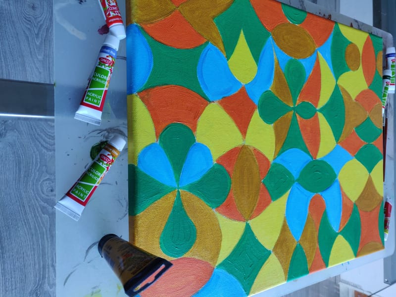 Tablouri Pattern realizate cu acrilic pe panza, dimensiuni diferite.