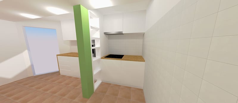 Randari la cerere pentru o bucatarie intr-o mansarda, variante pentru aplicarea faiantei decor.