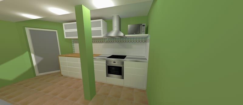 Randari la cerere pentru o bucatarie intr-o mansarda, variante pentru aplicarea faiantei decor.