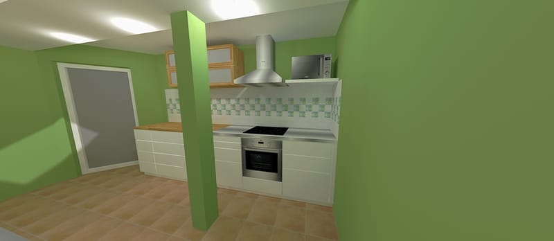 Randari la cerere pentru o bucatarie intr-o mansarda, variante pentru aplicarea faiantei decor.