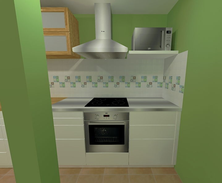 Randari la cerere pentru o bucatarie intr-o mansarda, variante pentru aplicarea faiantei decor.