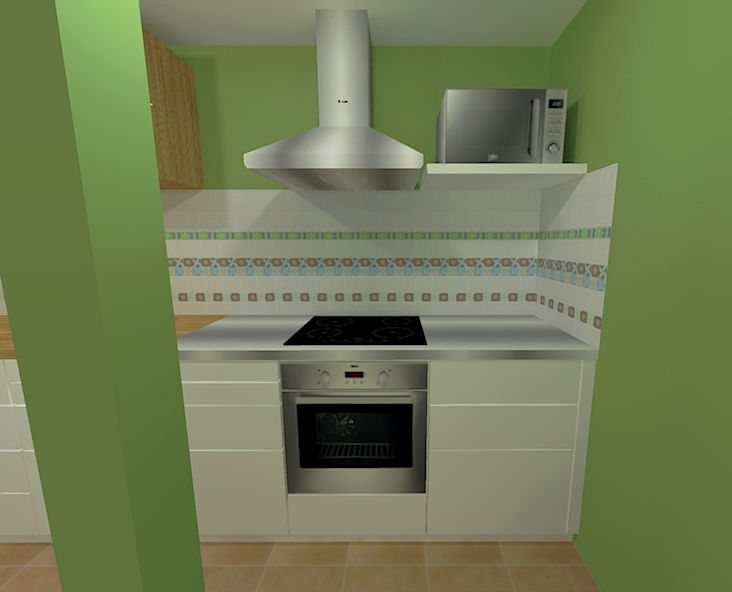 Randari la cerere pentru o bucatarie intr-o mansarda, variante pentru aplicarea faiantei decor.