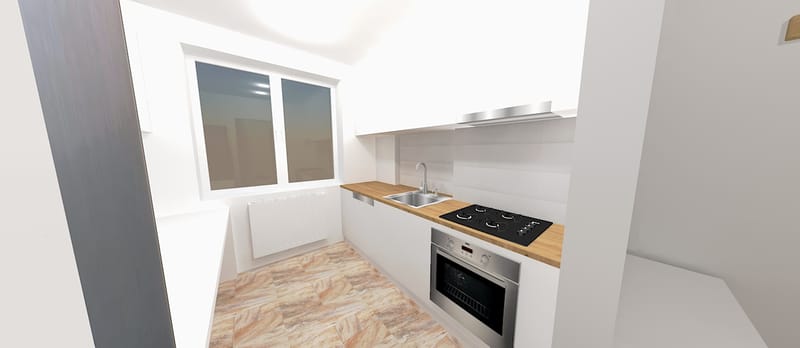 Amenajare apartament cu un dormitor, cartierul Grigorescu. Planuri de situatie, alegere produse, schite tehnice, randari partiale.