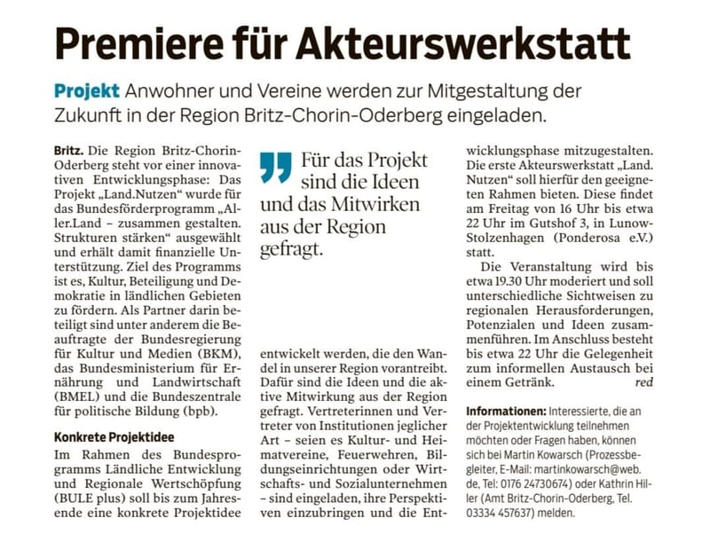 Akteurswerkstatt „Land.Nutzen“