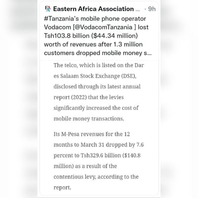 Impact of Tax Increments and Pricing Strategy on revenue with mobile money  vendors.